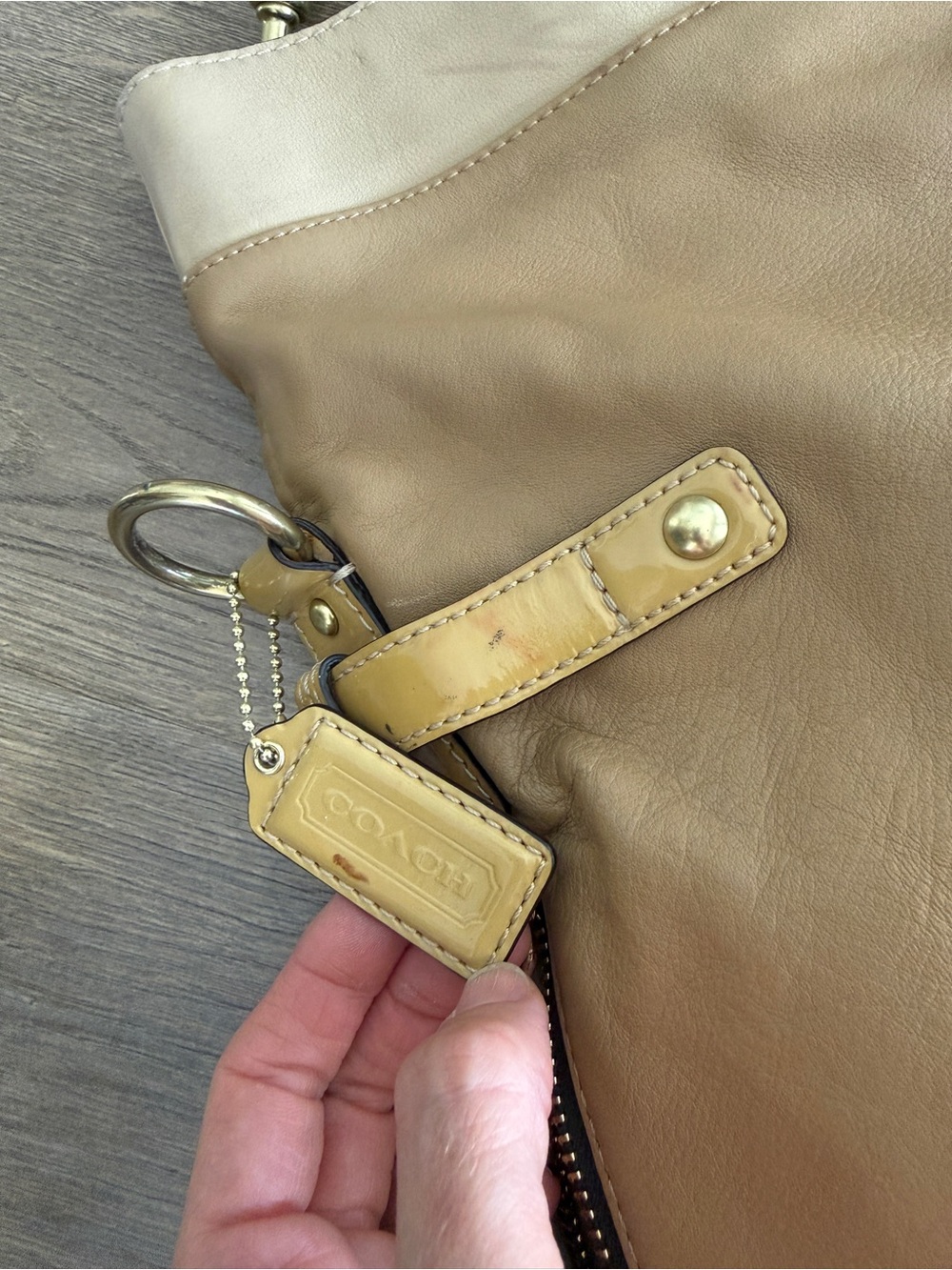 Coach Bonnie Foldover Tan Leather Shoulder Bag - Picture 8 of 16